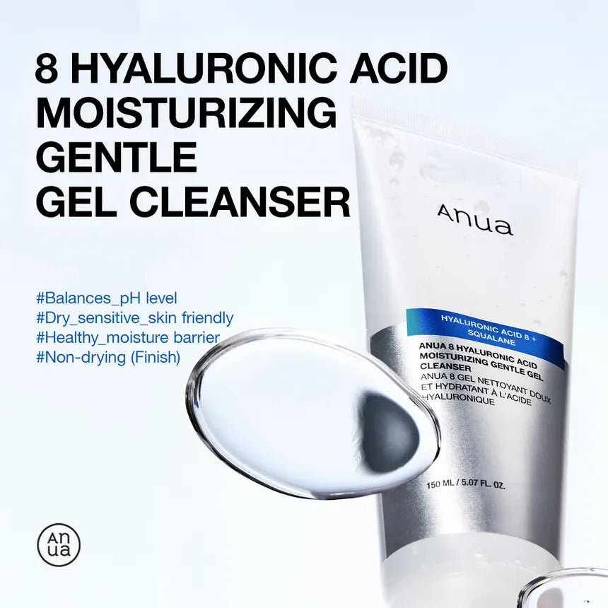 Anua 8+ Hyaluronic Acid Moisturizing Gentle Gel Cleanser 150ml | authentic from Korea