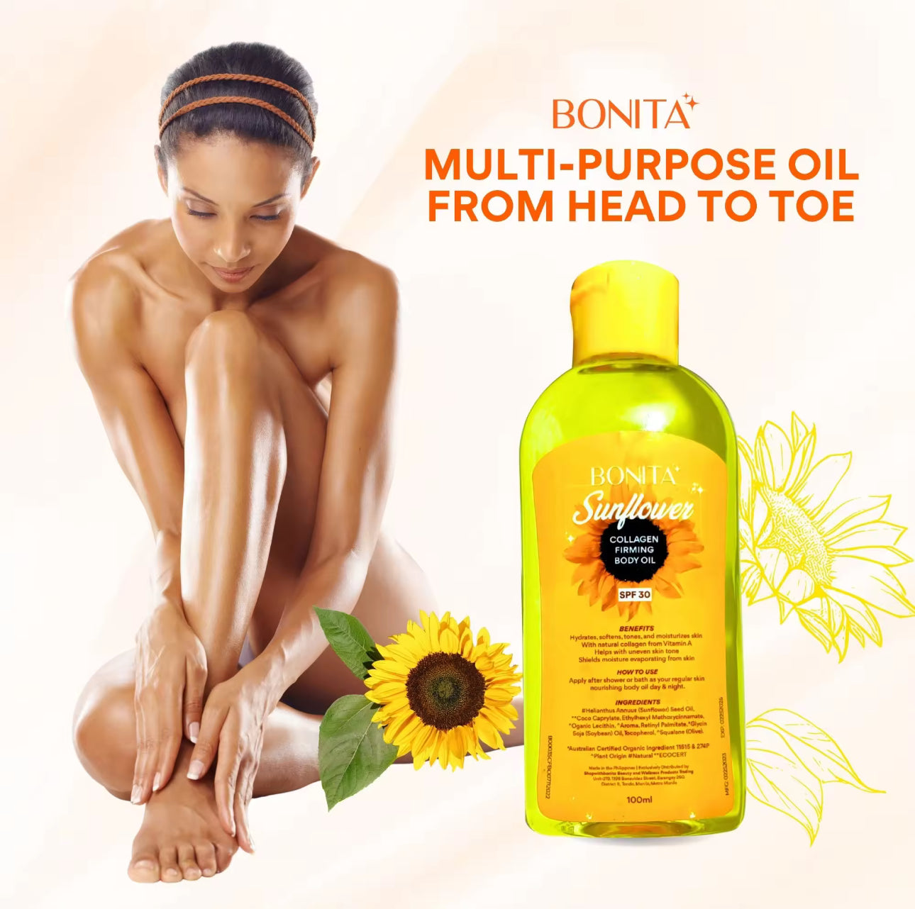 Bonita Sunflower Oil SPF 30 Collagen Firming Vitamin A | 100ML
