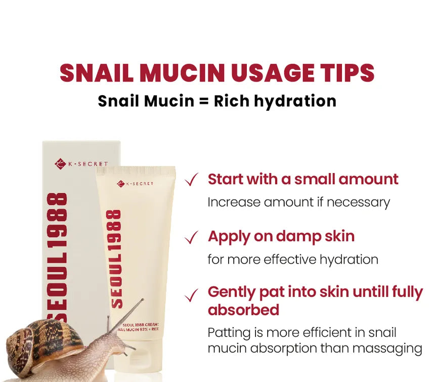 SEOUL 1988 Cream : Snail Mucin 93% + Rice KSECRET 100ml