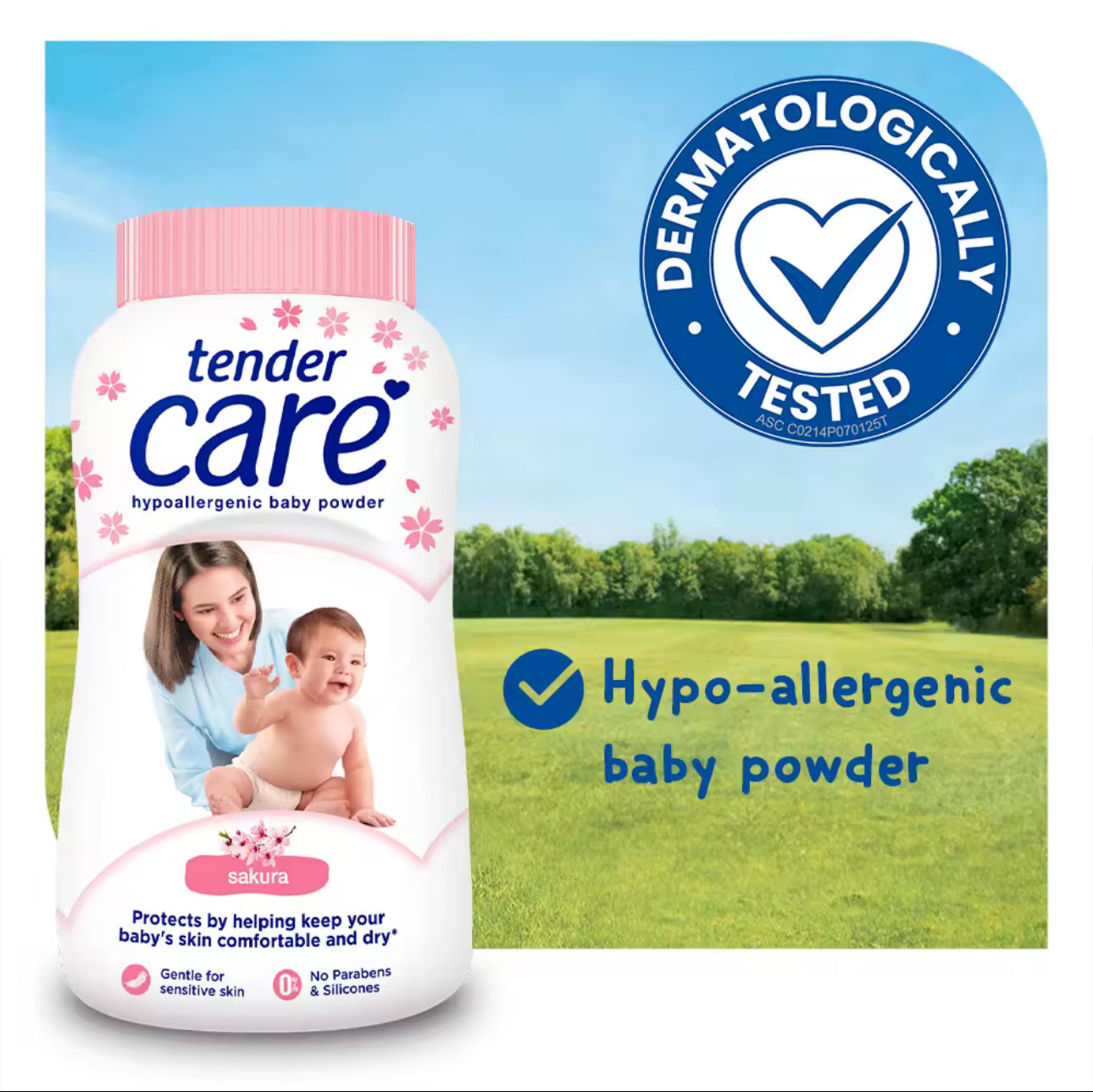 Tender Care Hypoallergenic Baby Powder – Sakura | 200g