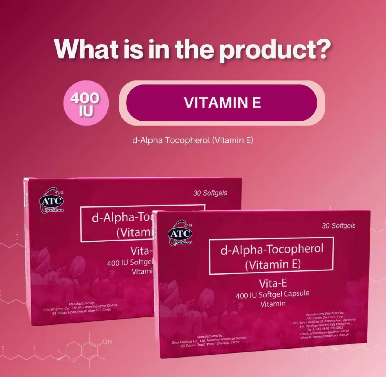 ATC Vita-E 400 IU – Vitamin E Softgel Capsules