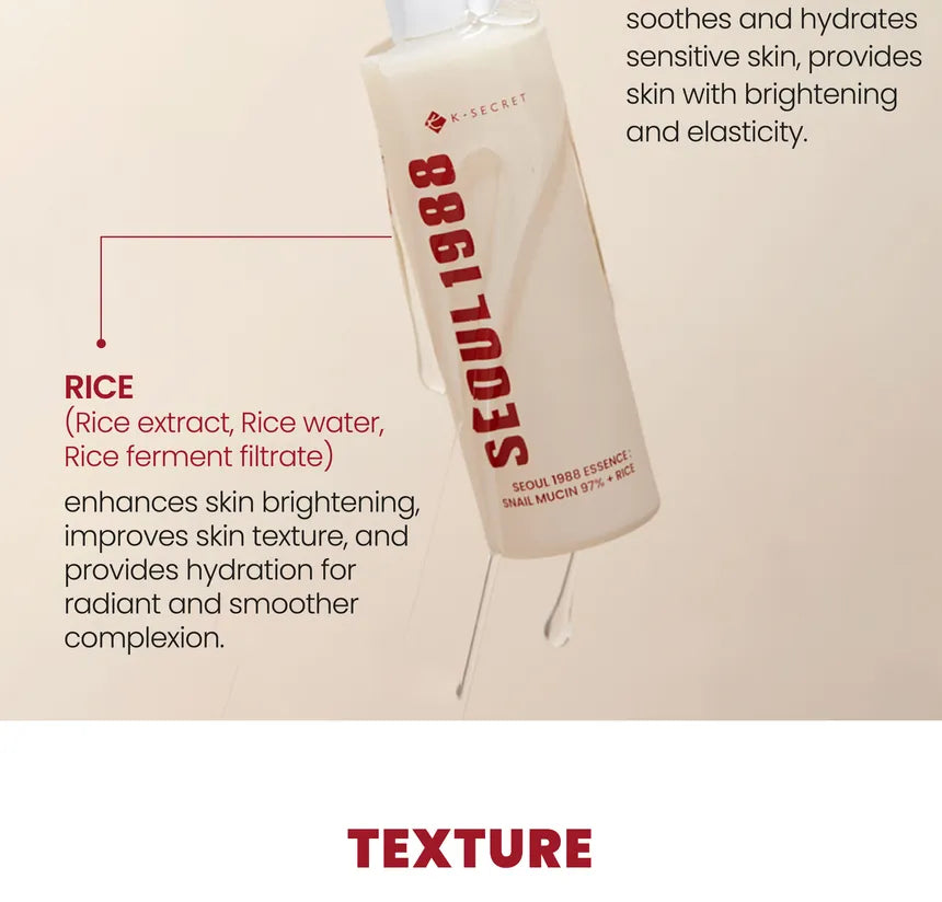 SEOUL 1988 Essence : Snail Mucin 97% + Rice KSECRET 100ml