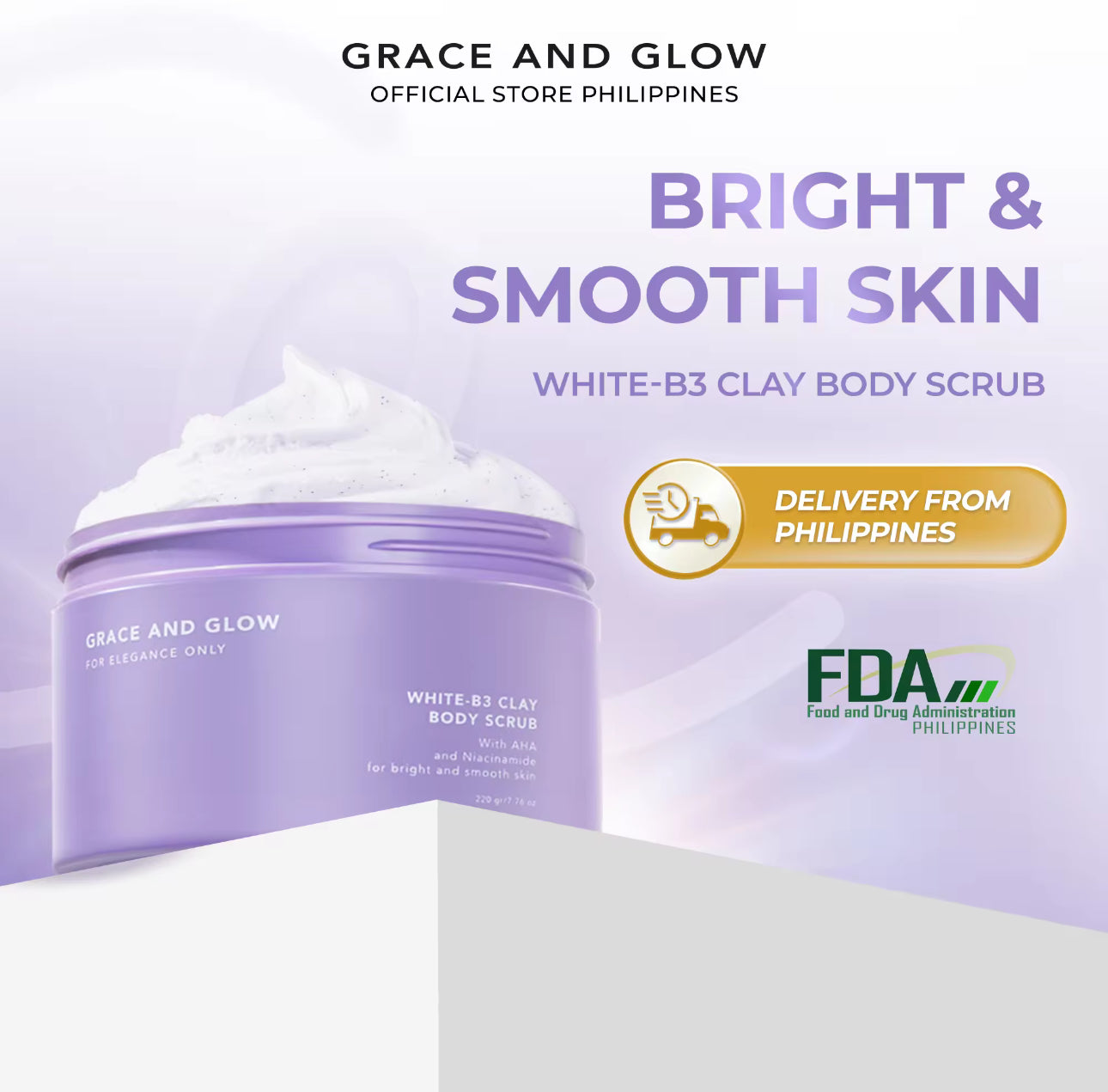 Grace & Glow White B3 Clay Body Scrub |220g