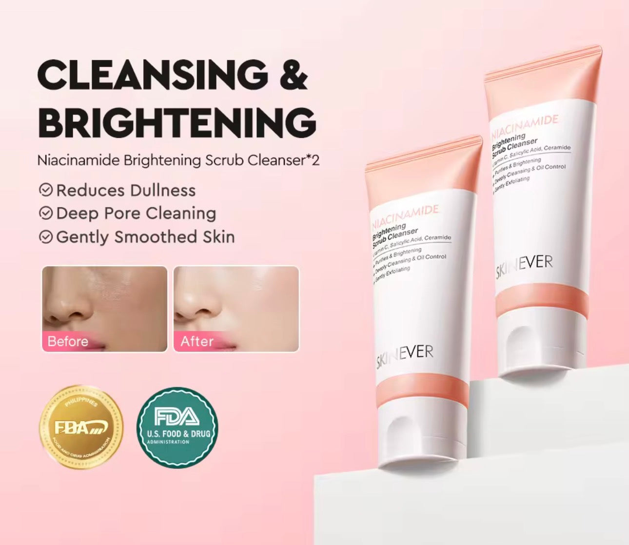 SKINEVER Niacinamide Brightening Scrub Cleanser | 80ml