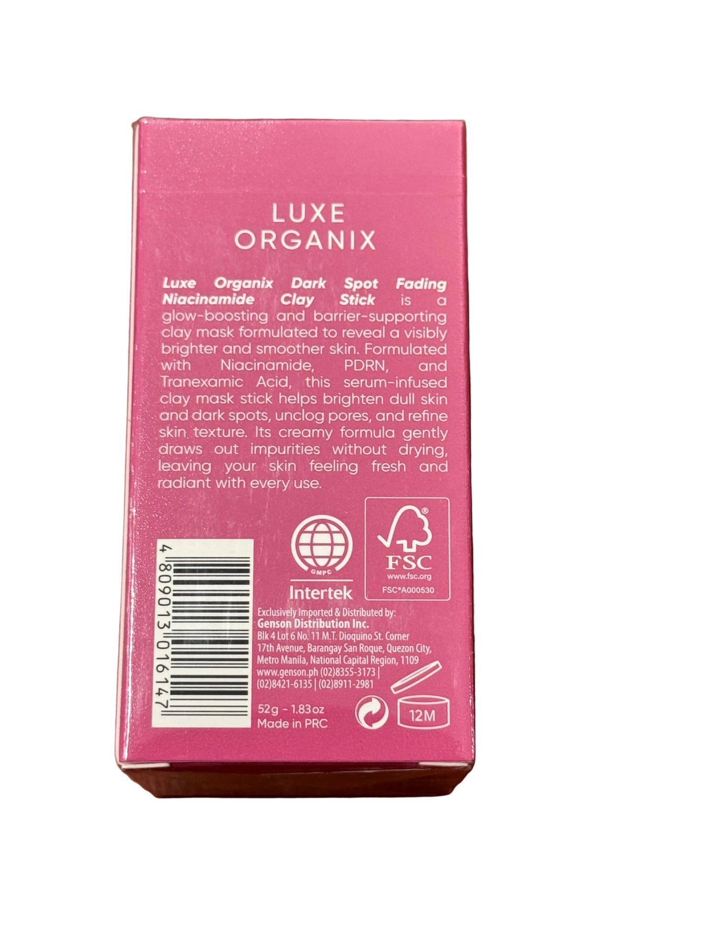 Luxe Organix Dark Spot Fading Niacinamide Clay Stick | 52g