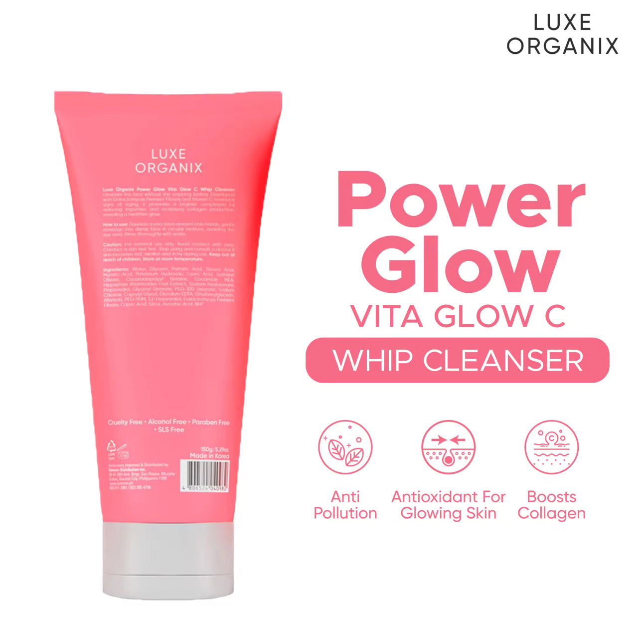 Luxe Organix Power Glow Vita Glow C Whip Cleanser | 150g