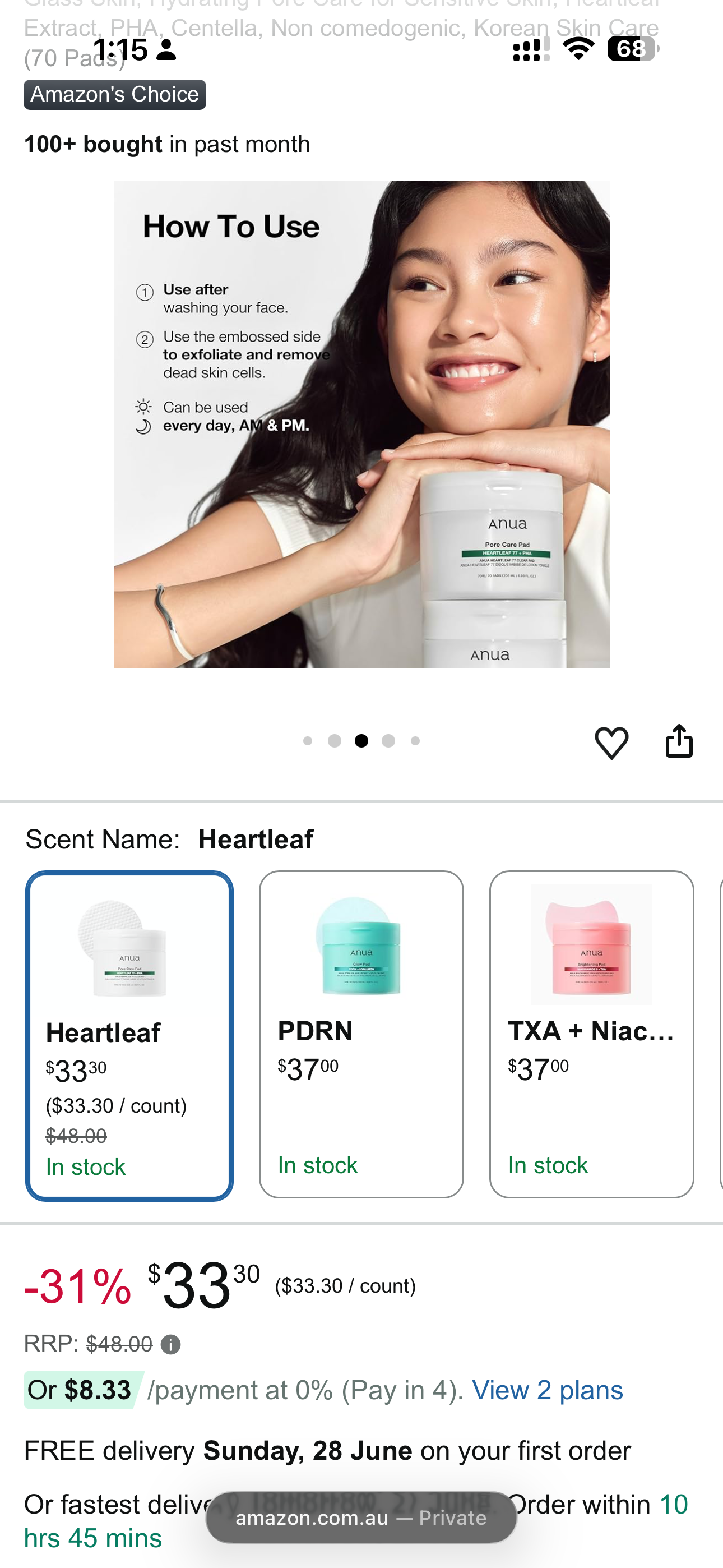 ANUA Heartleaf 77 + PHA Clear Pad | Pore Care Pad | 70 Pads