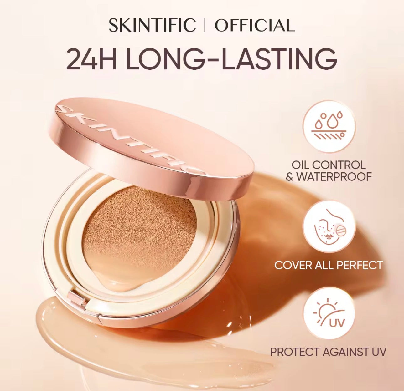 Skintific Cover All Perfect Cushion |High Coverage Poreless Flawless Foundation |24H Long-lasting SPF35 PA++++