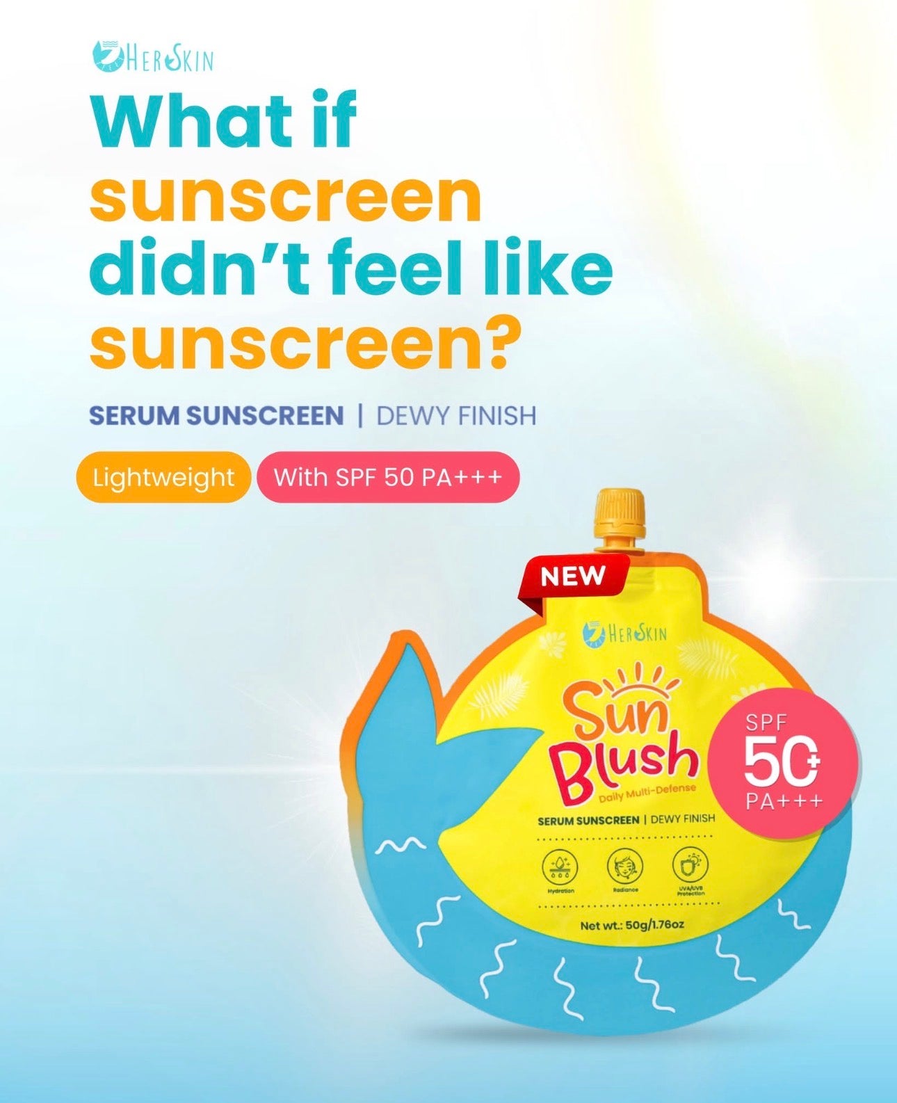 HerSkin Sun Blush Daily Multi-Defense Serum Sunscreen SPF50+ PA+++