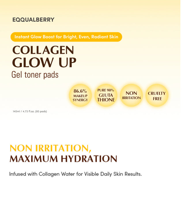 Eqqualberry Bouncy Day Collagen Glow up | Gel Toner 60 Pads |