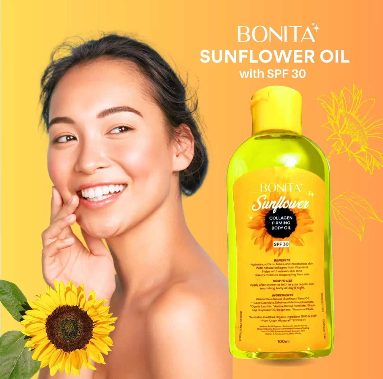 Bonita Sunflower Oil SPF 30 Collagen Firming Vitamin A | 100ML