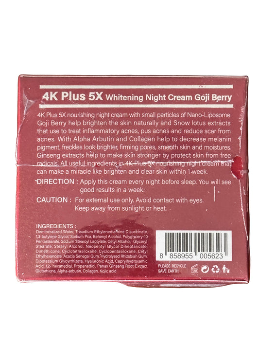 4K Plus 5X Whitening Night Cream Goji Berry | Authentic from Thailand