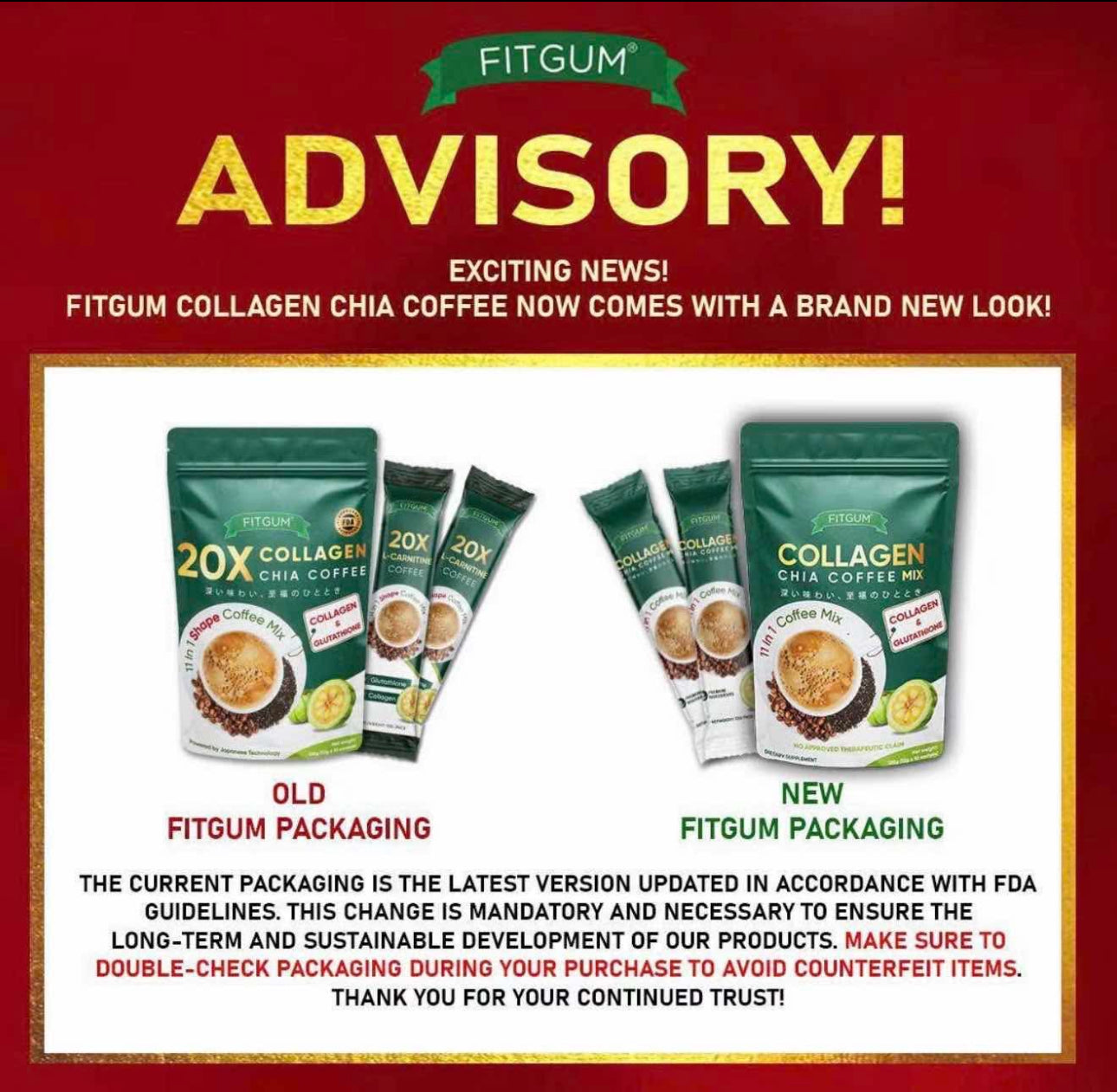 FITGUM 20X Collagen Chia Coffee Original| 10sachets