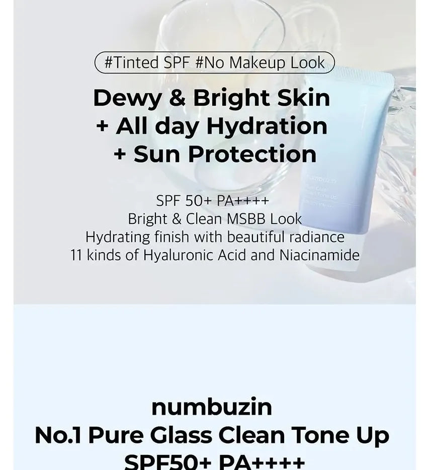 numbuzin - No.1 Pure Glass Clean Tone Up 50ml SPF 50+ PA ++++