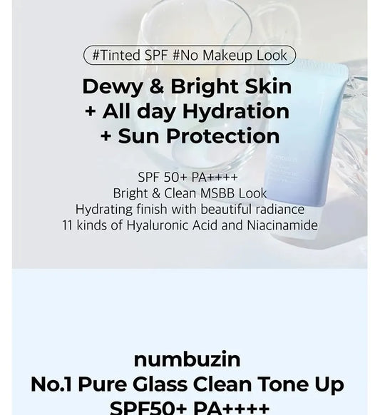numbuzin - No.1 Pure Glass Clean Tone Up 50ml SPF 50+ PA ++++