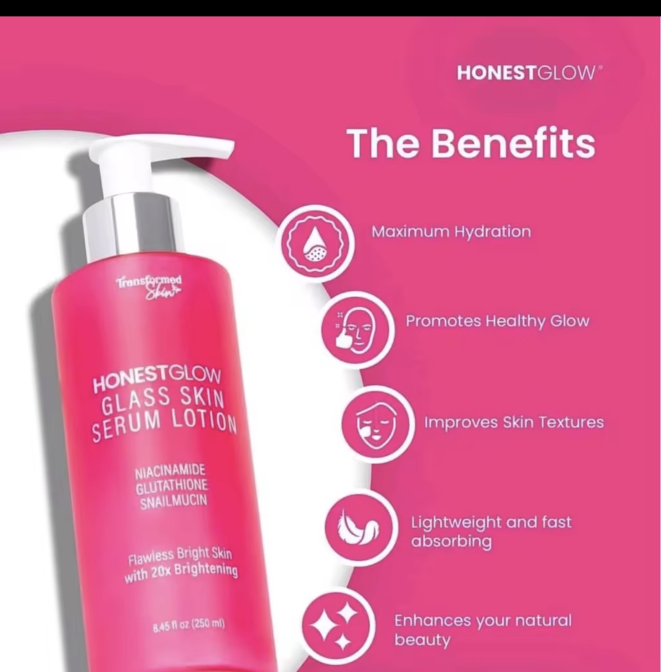 Honest Glow Glass Skin Serum Lotion | 250ml