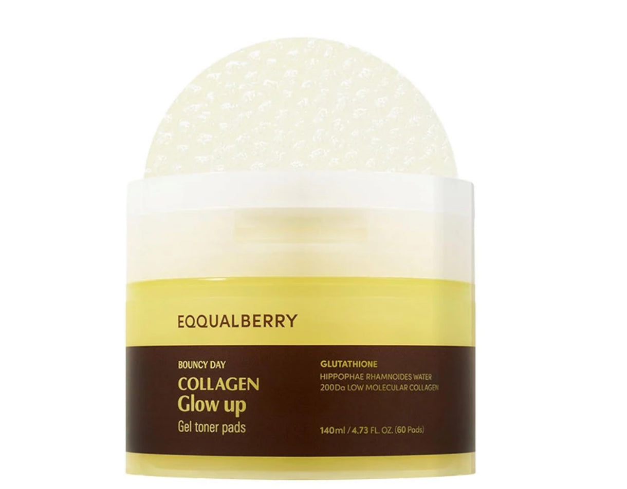 Eqqualberry Bouncy Day Collagen Glow up | Gel Toner 60 Pads |