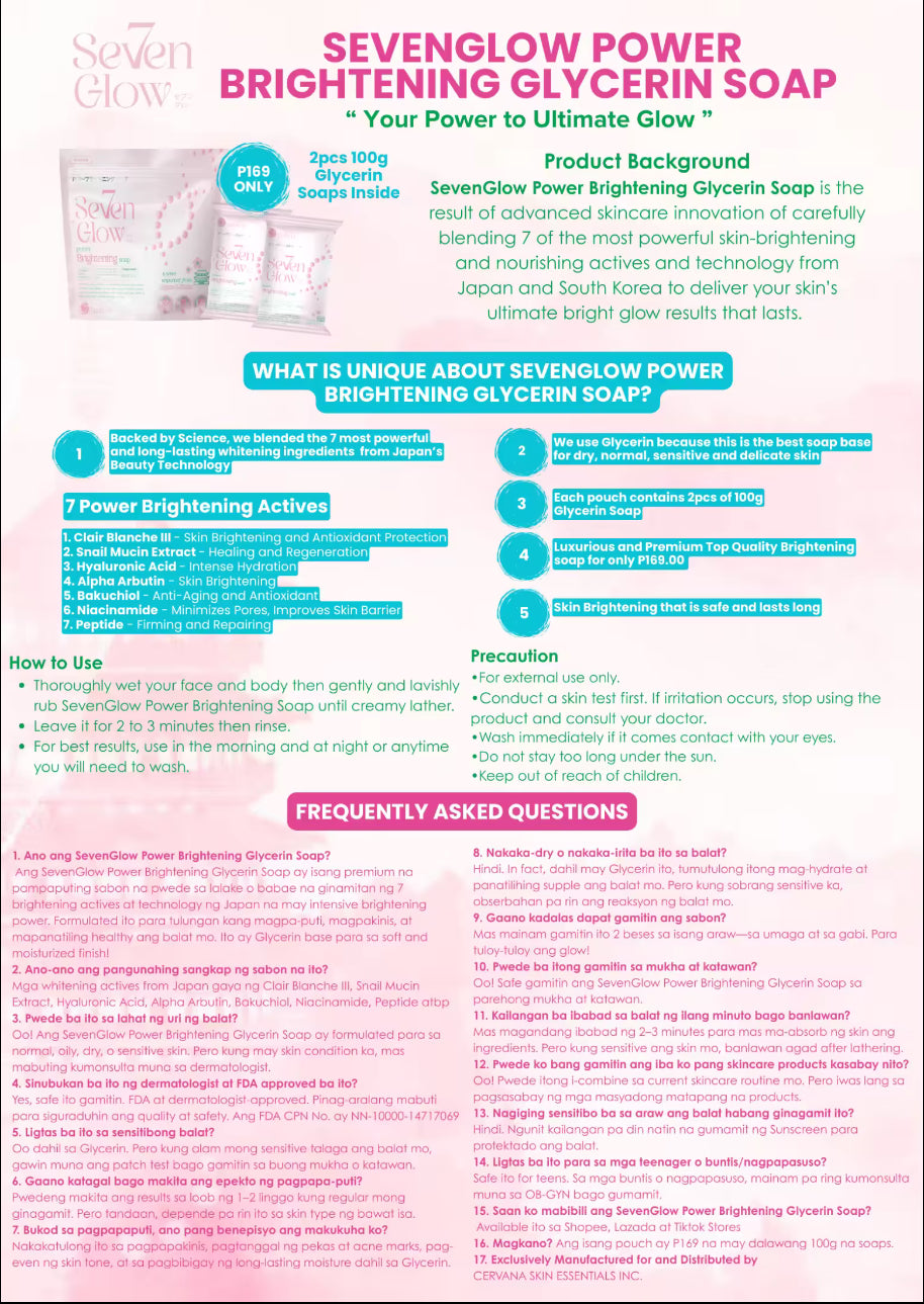 SevenGlow PowerBrightening Soap |100g | Glycerin Soaps |1pc