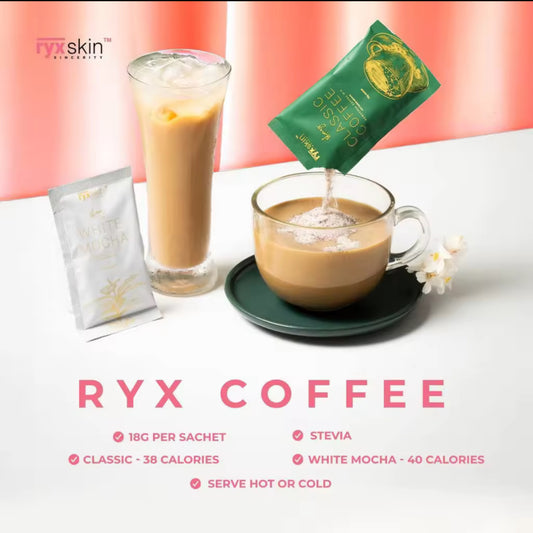 RyxSkin Powdered Coffee Mix with Herbal Extracts | 18gx5 coffee | 18gx5 mocha