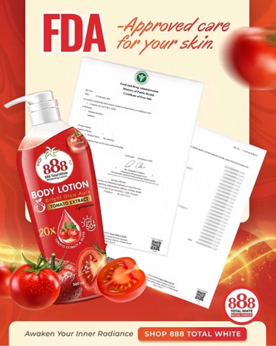 888 Total White Body Lotion – Bright Glow Aura Tomato Extracts | 500ml