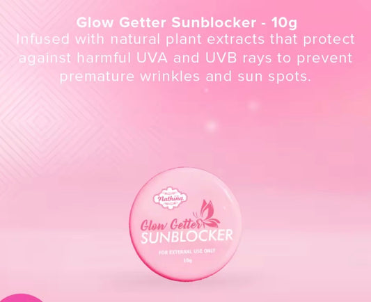 Nathiñia Skin Bright Face Kit |  Glow Getter Set | Gold Digger DNA Gold Serum 30ml | Bright Face Sunblock Gel SPF50 |30g | Glow Getter Sunblocker 10g