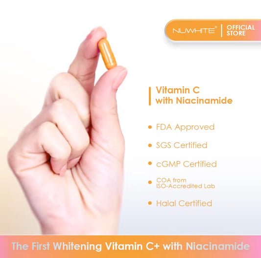 NUWHITE C+ Whitening Vitamin C with Niacinamide | NUWHITE Advanced S-Acetyl Glutathione | 30 Capsules each