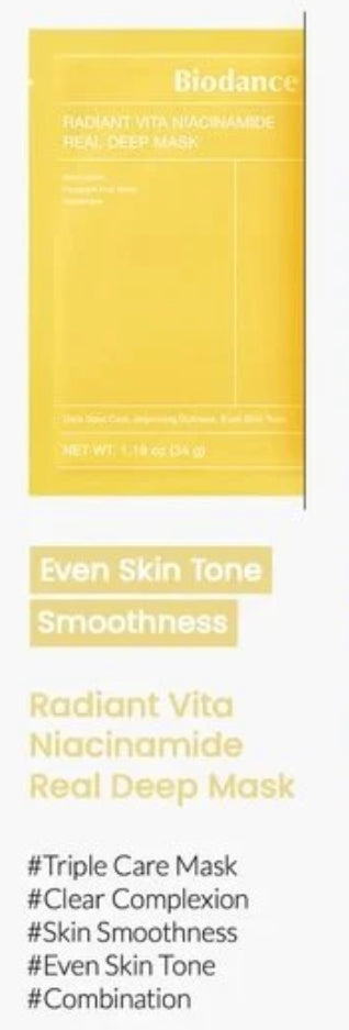 Biodance Radiant Vita Niacinamide Real Deep Mask | 4Sheets | 136g | authentic from Korea