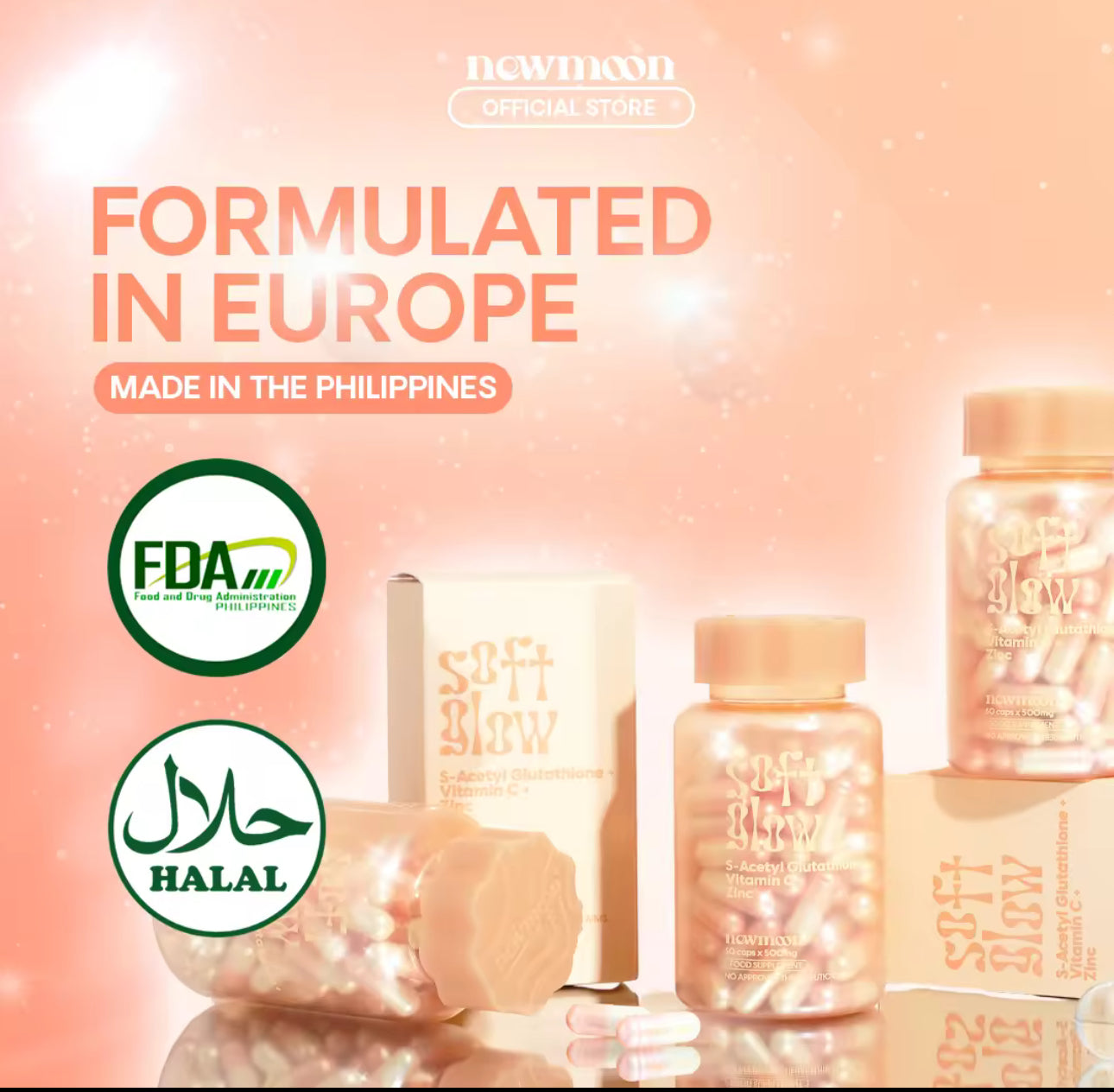 NewMoon Soft Glow S-Acetyl Glutathione Beauty Supplement |60caps