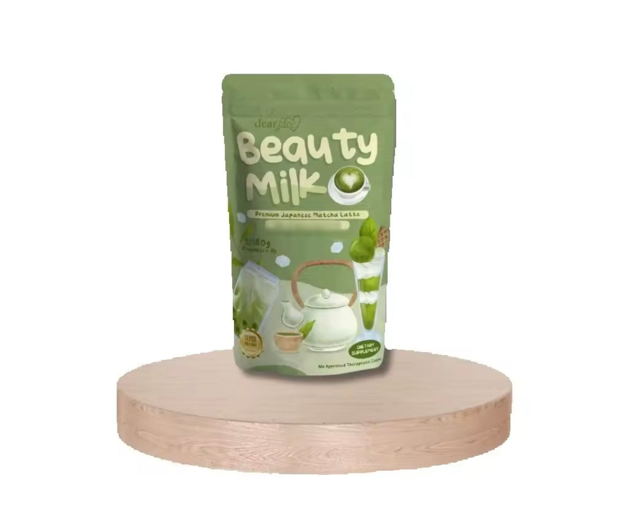 Dear Face Beauty Milk Matcha Latte 10 Sachets| Collagen & Glutathione Slimming Suppressant Antioxidant Drink