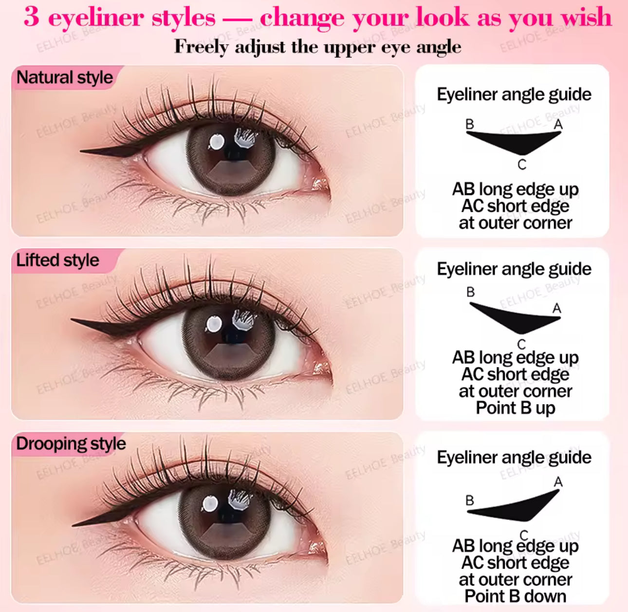 Double-Ended Eyeliner Stamp Pen – Waterproof, Smudge-Proof, Sweat Proof , Easy Winged Eyeliner Tool (Black/Brown)