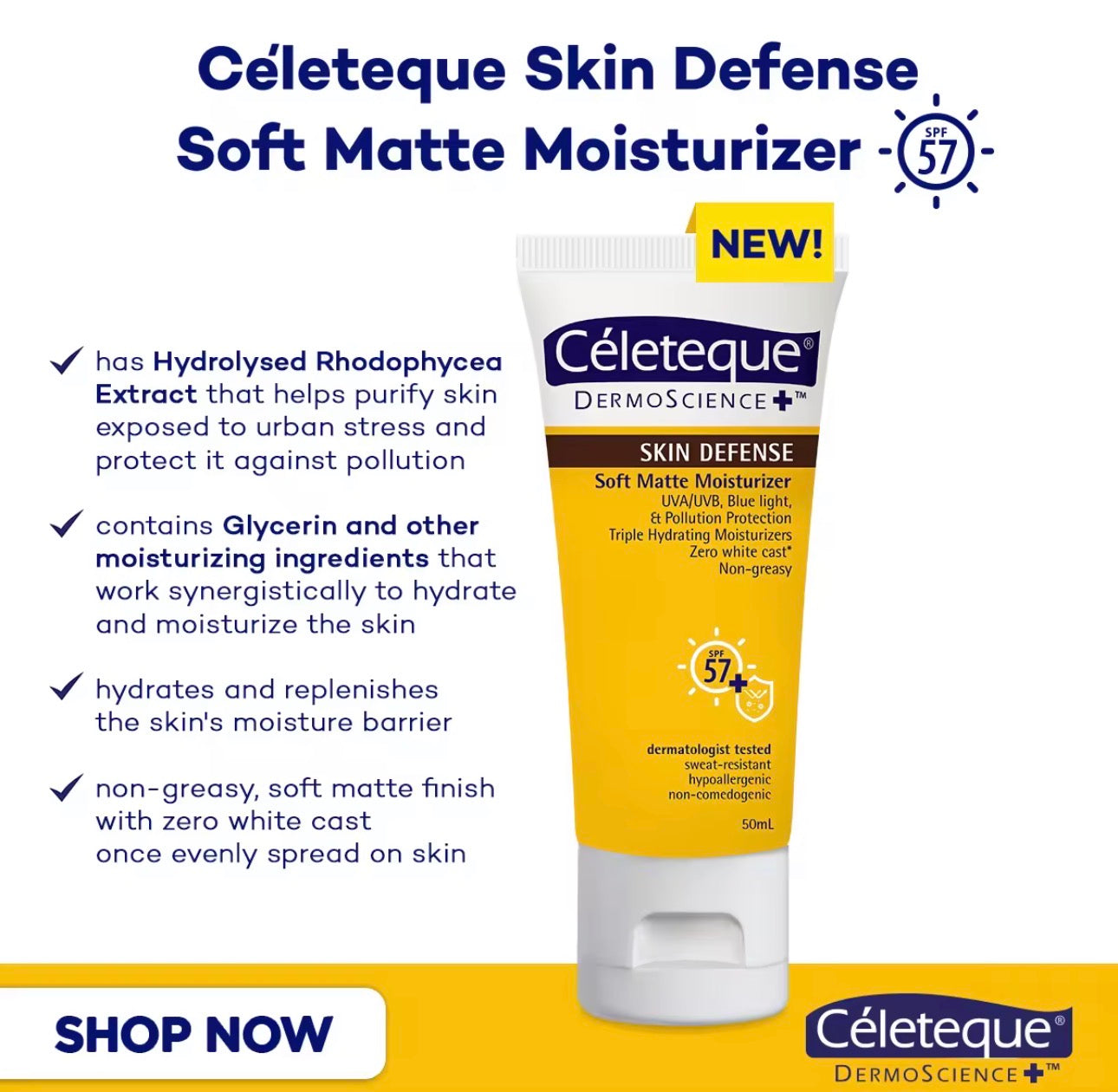 Céleteque Skin Defense Soft Matte Moisturizer SPF 57+ | 50ml
