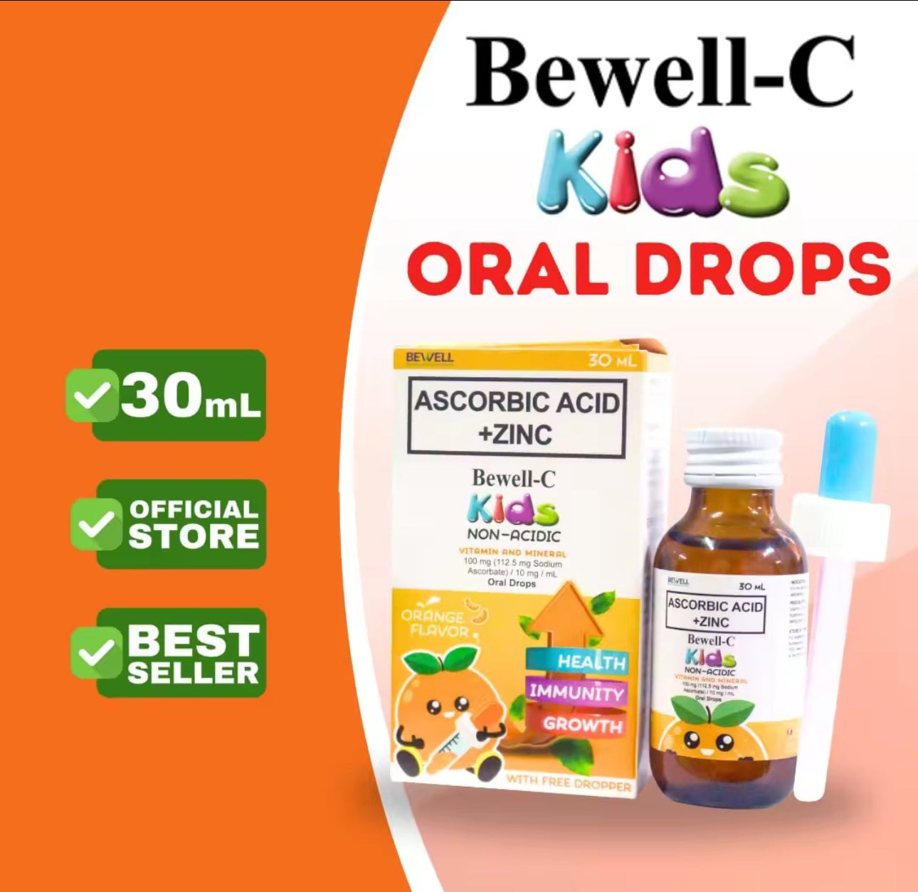 Bewell-C Kids Oral Drops (Ascorbic Acid + Zinc) | 30 mL