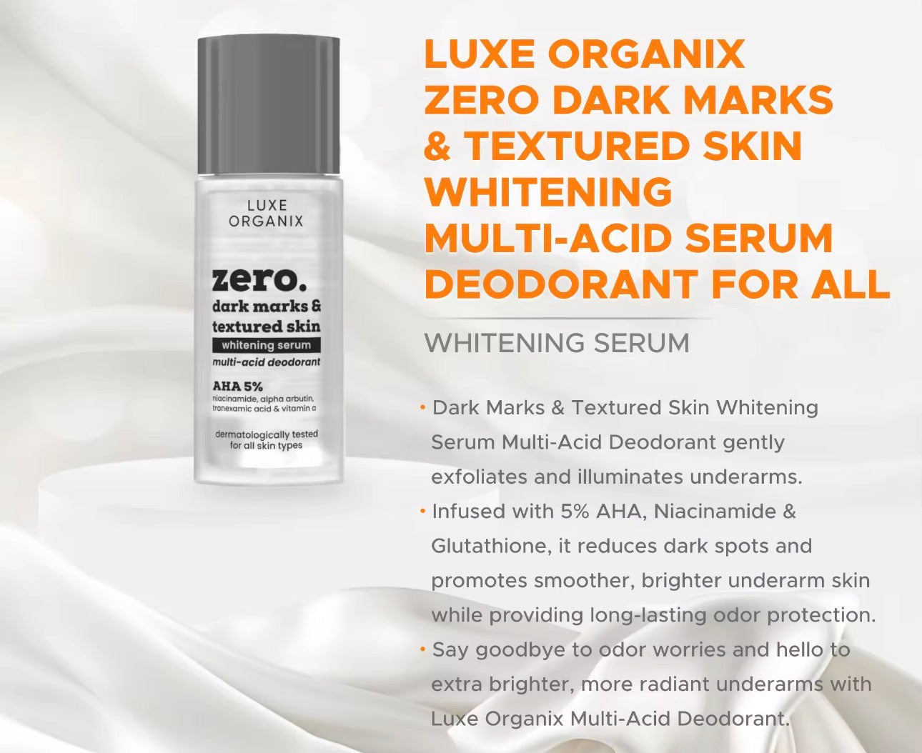Luxe Organix Zero Dark Marks & Textured Skin Whitening Serum Deodorant |50ml
