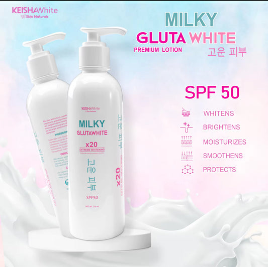 Keisha White Milky Gluta White x20 Extreme Whitening Lotion | 250ml | SPF50