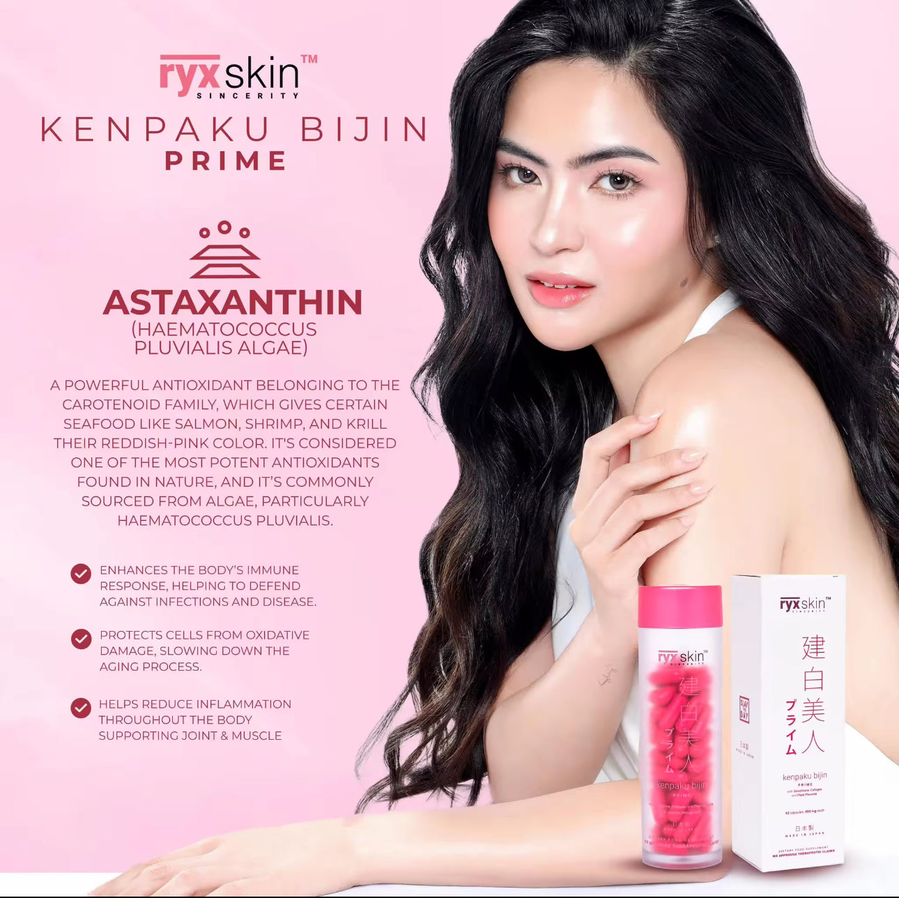 RYX SKIN Kenpaku Bijin Prime Glutathione Collagen 62 Capsules 450mg