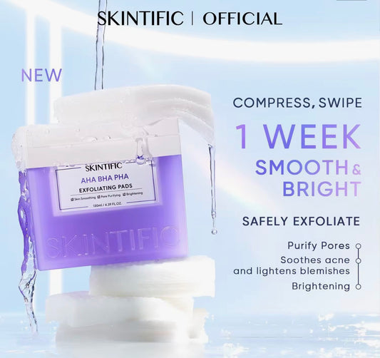 SKINTIFIC AHA BHA PHA Exfoliating Pads | 40 pads