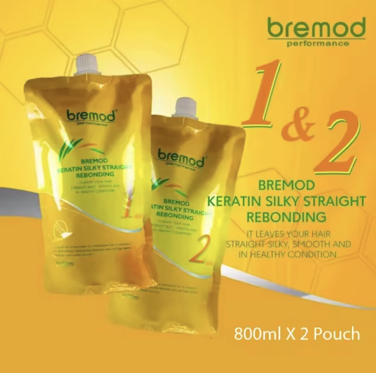 Bremod Keratin Silky Straight Rebonding (Step 1 & 2) 800ml x 2 Pouch