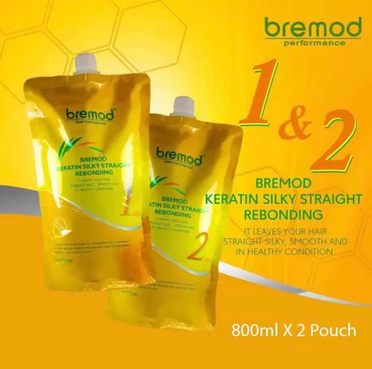 Bremod Keratin Silky Straight Rebonding (Step 1 & 2) 800ml x 2 Pouch