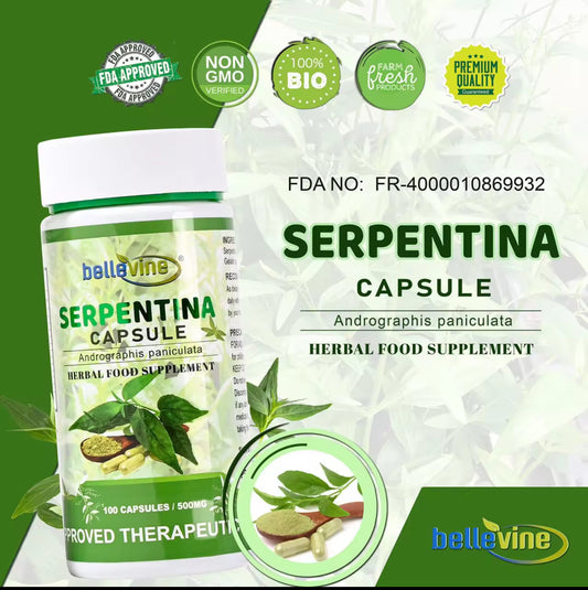 Bellevine Serpentina Supplement Capsules 500mg | 100caps