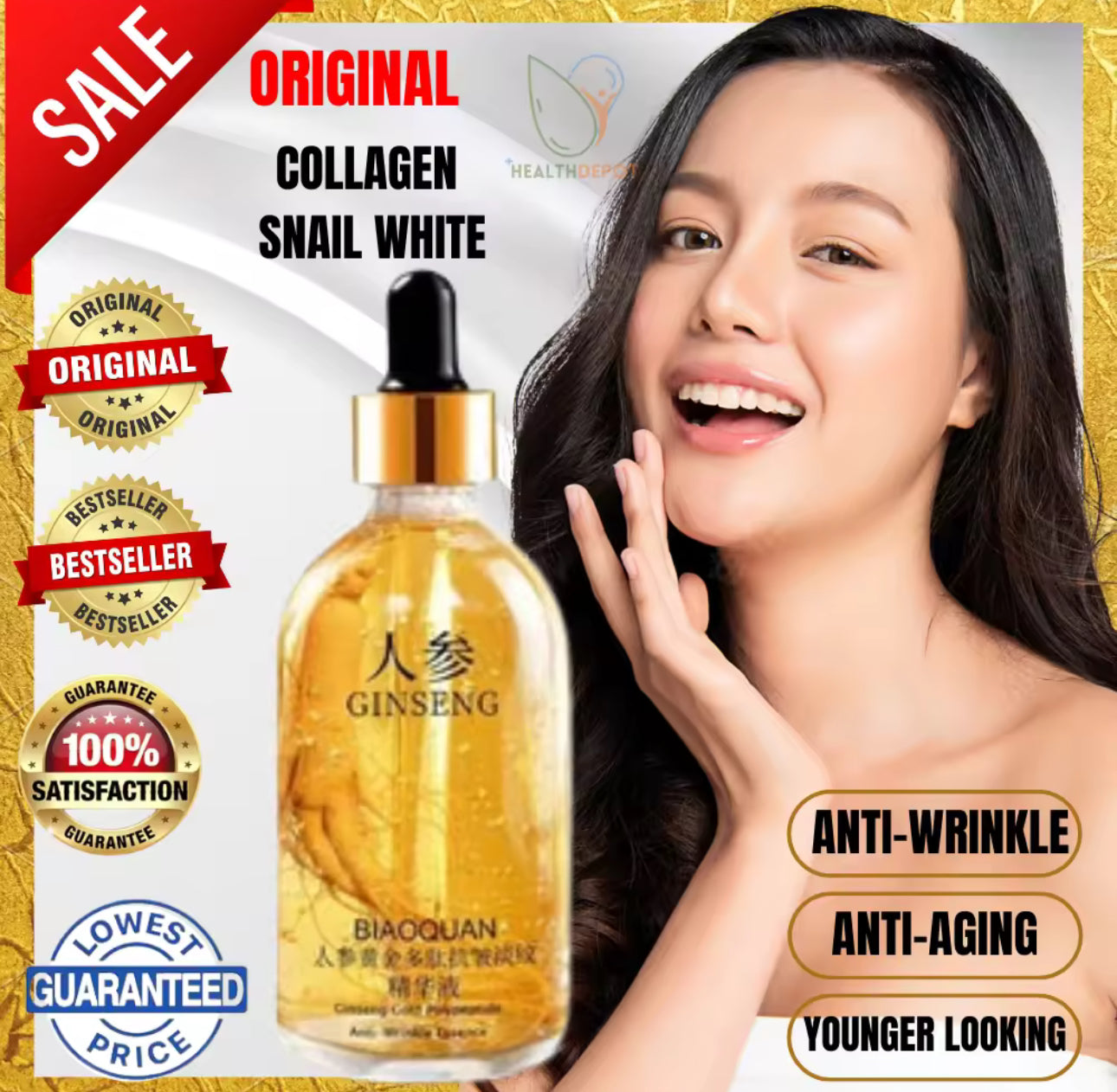 Ginseng Gold Polypeptide Anti Wrinkle Gold Serum Firming | Anti Aging Facial Essence 100ml