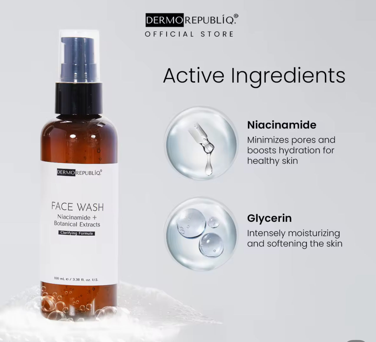 Dermorepubliq Clarifying Gentle Face Wash Niacinamide + Botanical Extracts | 100ml