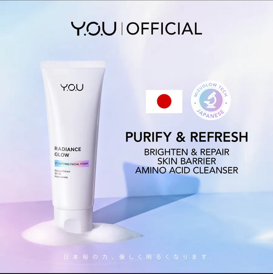 Y.O.U Radiance Glow Purifying Facial Foam | Purify Pores Refresh Skin | Gentle Cleansing 100g