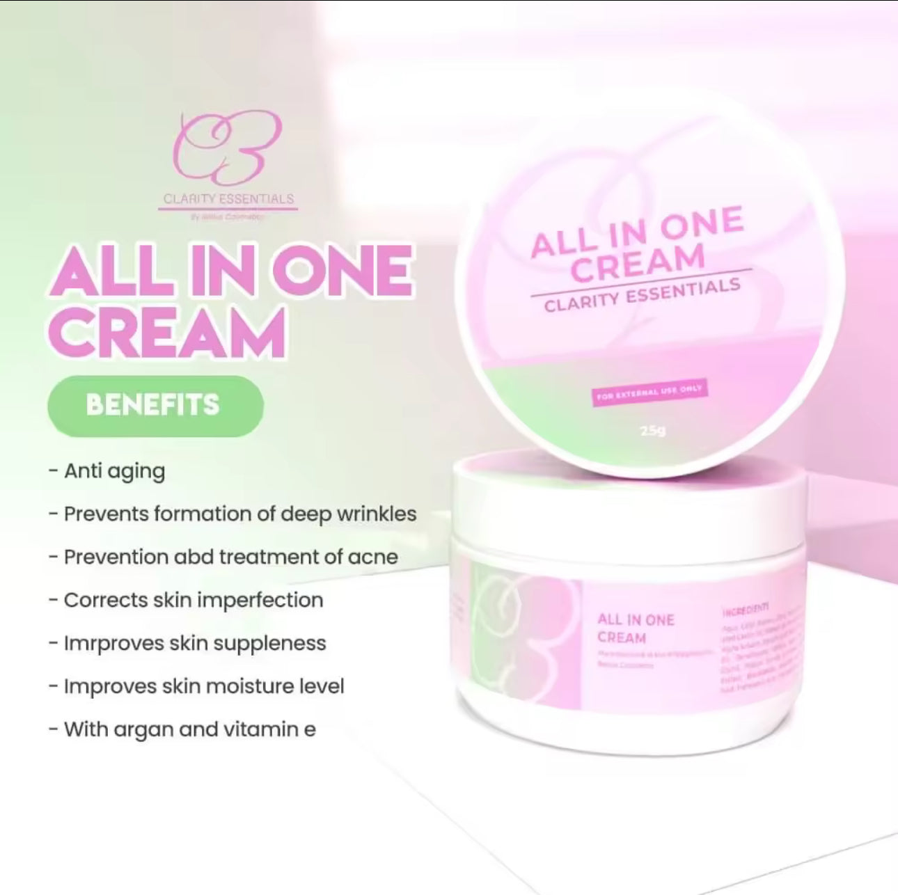 All in One Cream | Whitening Cream for Dark Elbows, Knees, Underarm, Nape | Clarity Essentials