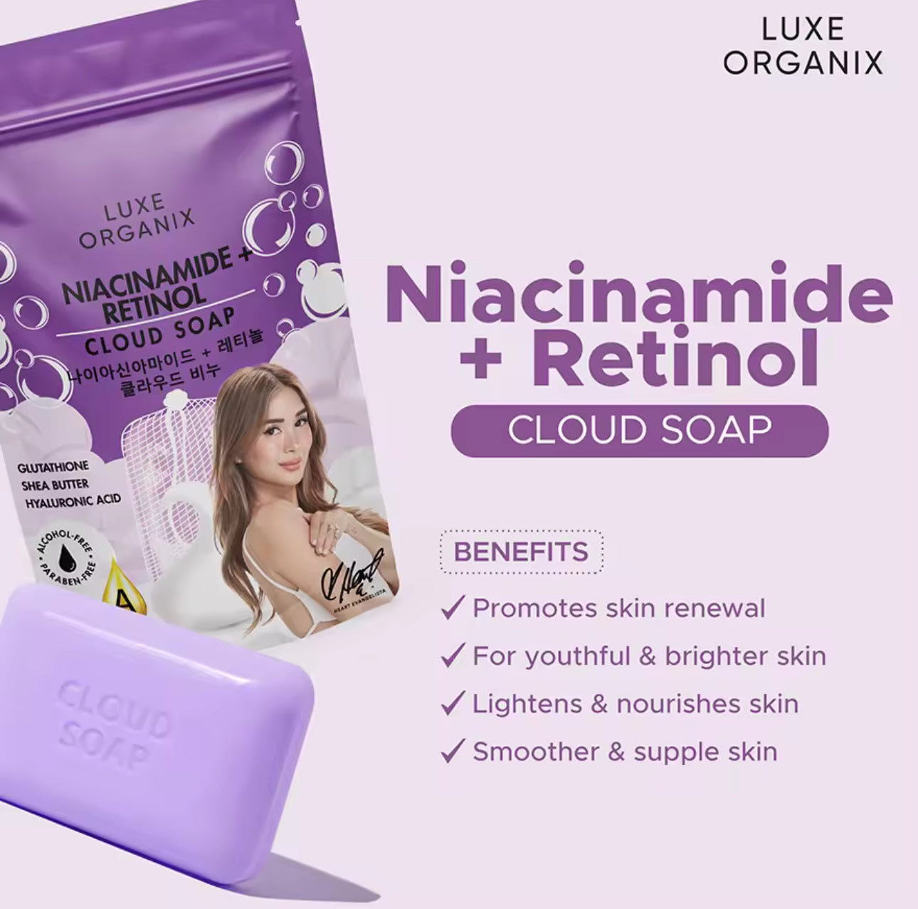 LUXE ORGANIX Niacinamide + Retinol Cloud Soap 180g