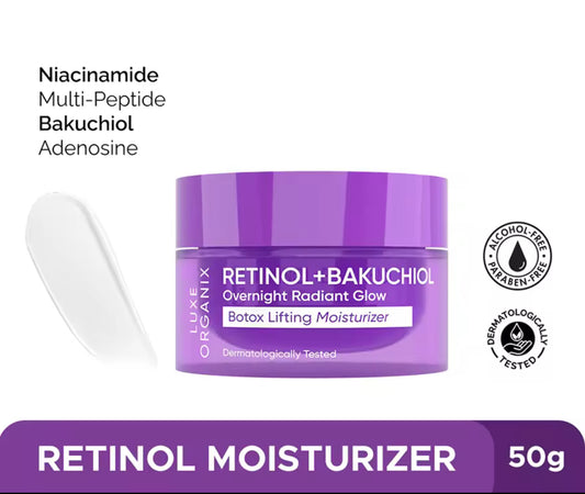 Luxe Organix Retinol + Bakuchiol Overnight Radiant Glow Botox Lifting Moisturizer 50g