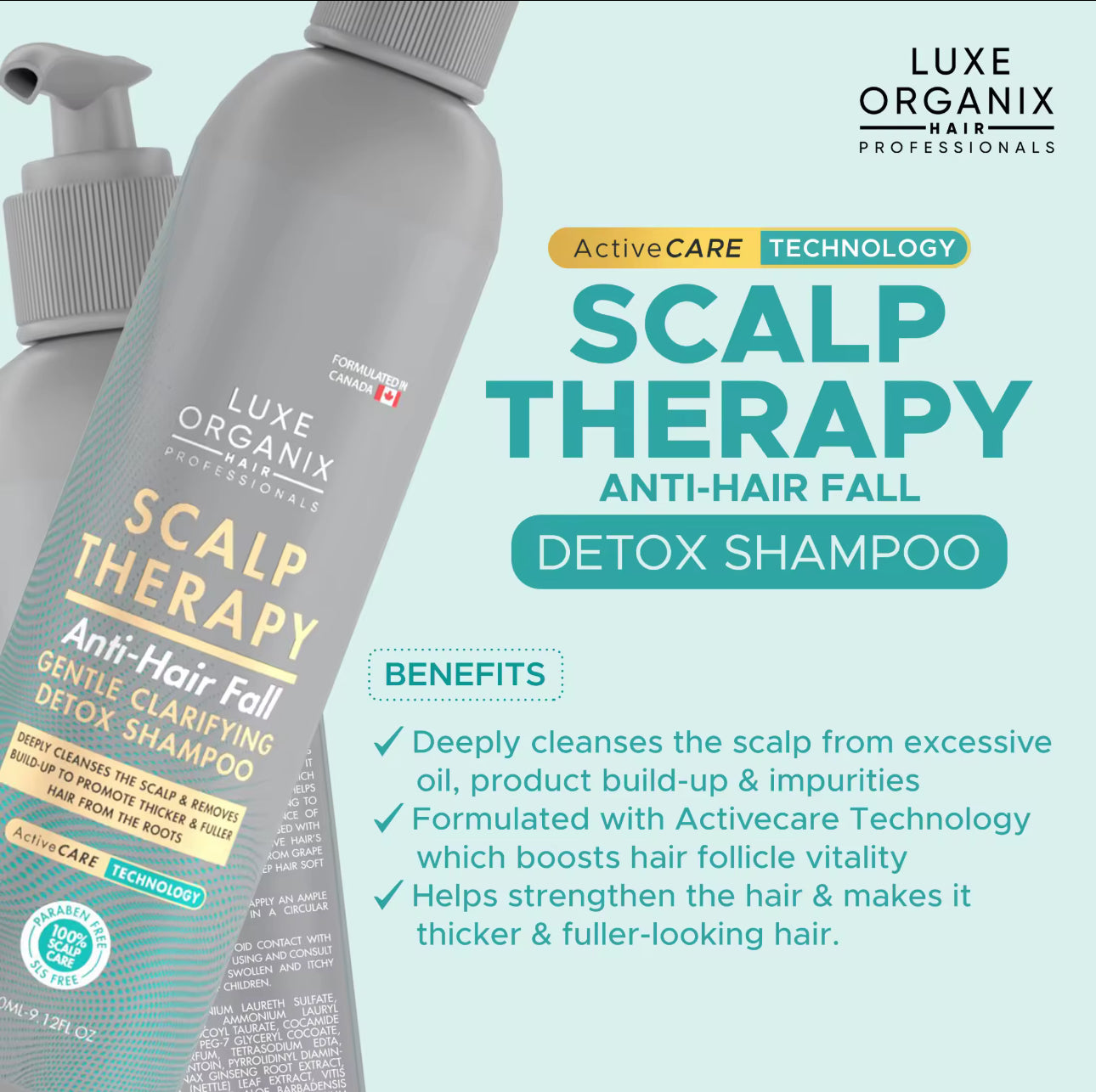 Luxe Organix Scalp Therapy Anti-Hair Fall  Gentle Clarifying Detox Shampoo 270ml