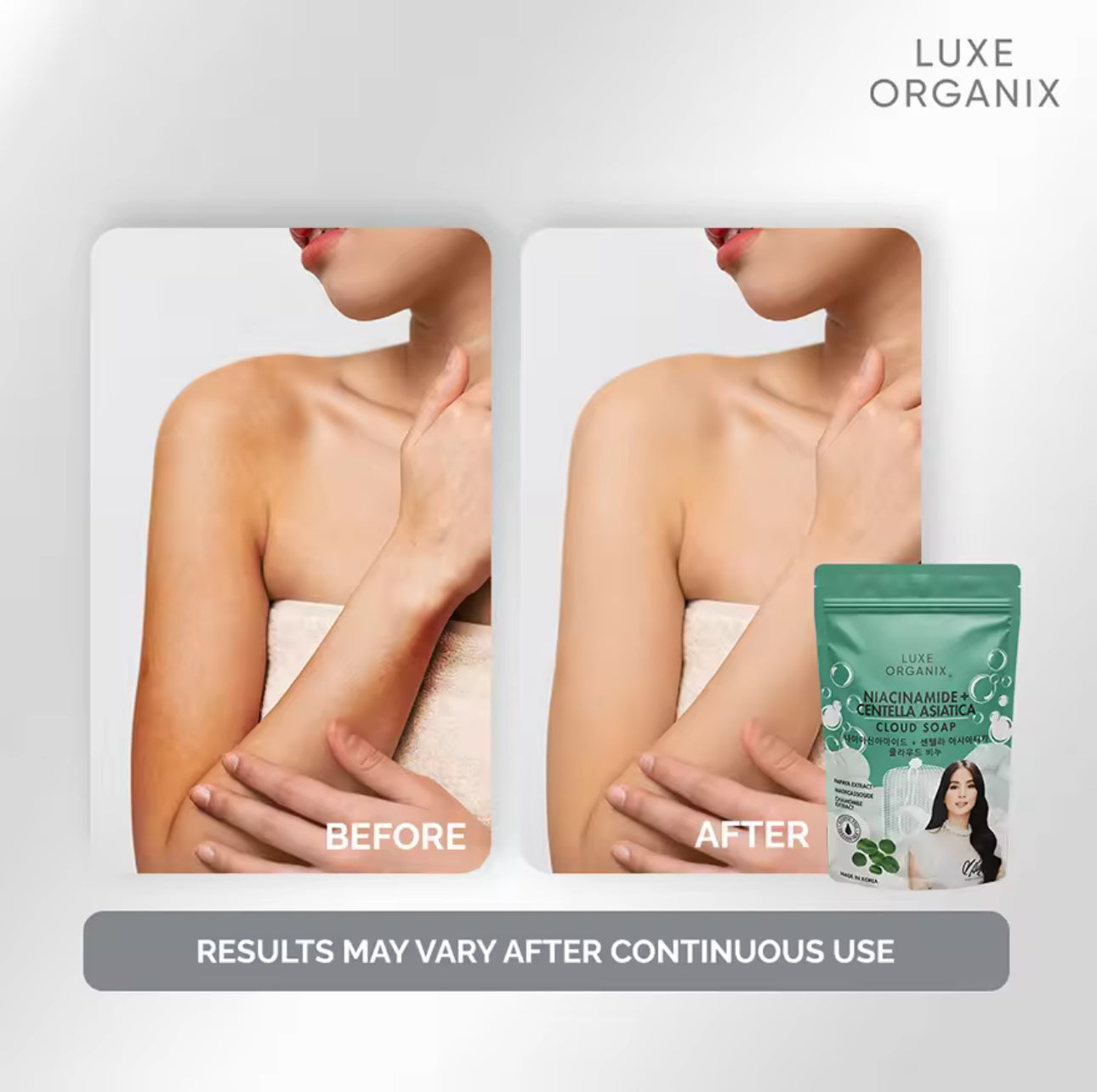 LUXE ORGANIX Niacinamide + Centella Asiatica Cloud Soap 180g
