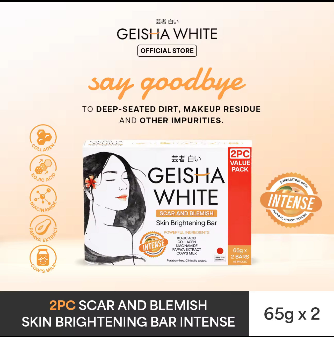 Geisha White Intense Exfoliating Kojic Bar 65gx2