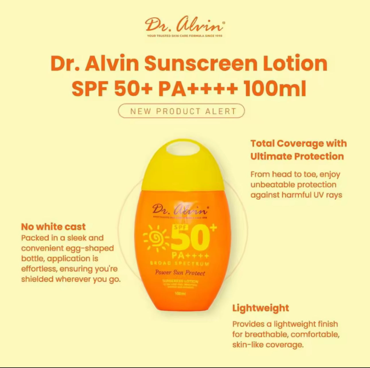 Dr. Alvin Power Sun Protect Sunscreen Body Lotion SPF 50, 100ml