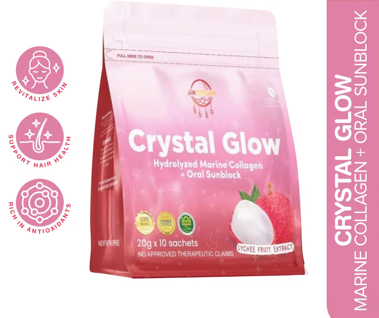 Crystal Glow Collagen Drink - Lychee Flavor 10 Sachets